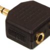 מתאם / מפצל מצופה זהב PL 3.5mm זכר ל- 2 PL 3.5mm
