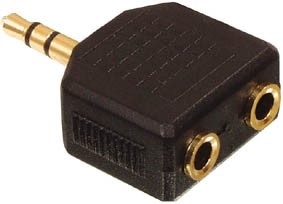 מתאם / מפצל מצופה זהב PL 3.5mm זכר ל- 2 PL 3.5mm
