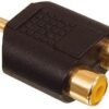 מתאם / מפצל מצופה זהב PL 3.5mm זכר ל- 2 RCA נקבה