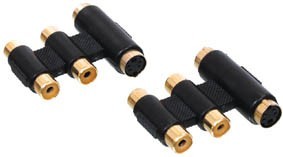 מתאם מוזהב SVIDEO+2xRCA נקבה ל- SVIDEO+2xRCA  נקבה