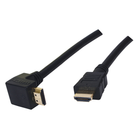 כבל HDMI 1.3 מוזהב עם מחבר זוויתי 90 מעלות באורך  1.5 מטר