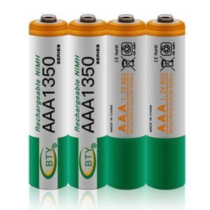 רביעיית סוללות נטענות AAA עוצמתיות במיוחד 1350mAh מבית BTY