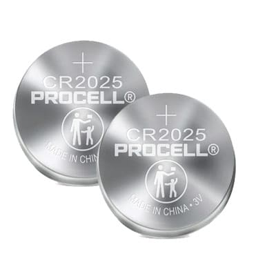 זוג סוללת כפתור CR2025 ליתיום מבית Duracell לשעונים, מחשבונים, שלטים ועוד