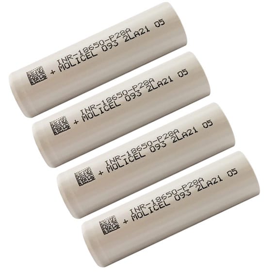 זוג סוללות נטענות מוליסל 18650 Molicel INR18650 P28A Flat Head