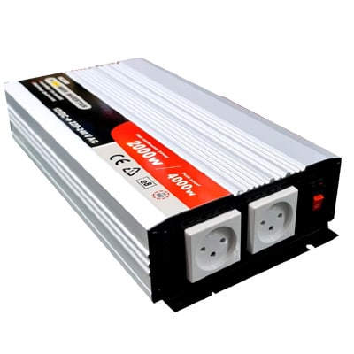 ממיר מתח סינוס טהור 12V הספק 2000 וואט עם שתי שקעי חשמל 12V/2000W Pure Sine Wave Power Inverter