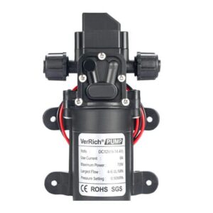 משאבת מים דיאפרגמה 12V 72W עד 6 ליטר/דקה 0.9 MPA 131 PSI לקרוואן קמפינג סירה גינה