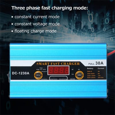 מטען למצבר 12V 30A מתאים לכל סוגי המצברים ג'ל AGM וחומצה הספק 12V/30A