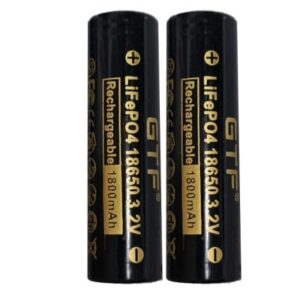זוג סוללות ליתיום ברזל נטענות LIFePO4 3.2V GFT 18650