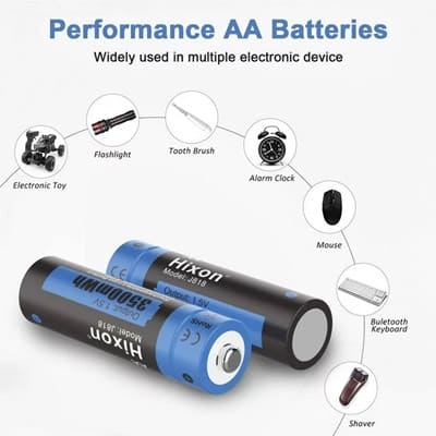 מטען AA + רביעיית סוללות ליתיום נטענות בהספק Lithium 1.5V AA 3500mAh