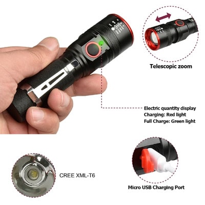 פנס יד לד מקצועי 3000Lumens סגסוגת אלומיניום מנורת T6 עוצמה 3000 לומינס חזק במיוחד פנס לד איכותי דגם Litwod 1511 .נורת לד T6 מצבי תאורה לבחירה טעינה USB מסופק יחד עם סוללה עוצמתית מדגם 18650. פנס יד לד מקצועי 3000Lumens סגסוגת אלומיניום מנורת T6 עוצמה 3000 לומינס חזק במיוחד
