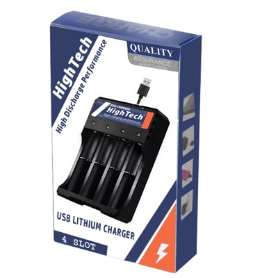 רביעית סוללות 18650 בהספק של 3000mAh פלוס מטען מהיר לטעינת 4 סוללות בו זמנית מבית המותג העולמי HighTech