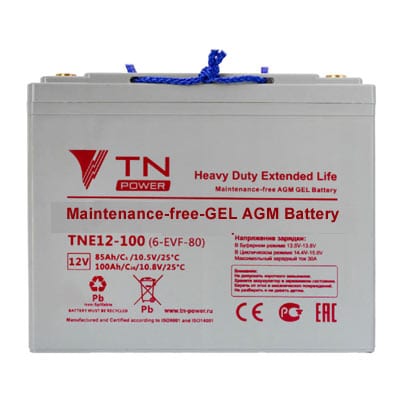 מצבר פריקה עמוקה ג'ל AGM 12V 100Ah מתאים לאל פסק וסולארי למלגזות ולמכונות שטיפה ממונעות מבית TN Power מצבר 100AH פריקה עמוקה ,עופרת חומצה אטום . צבע שחור מיועד בעיקר כמצבר ביתי לאל פסק וכלים חשמליים וקולנועיות. מצטיין בחוזק ועמידות לאורך שנים . מצבר פריקה עמוקה ג'ל AGM 12V 100Ah מתאים לאל פסק וסולארי למלגזות ולמכונות שטיפה ממונעות מבית TN Power