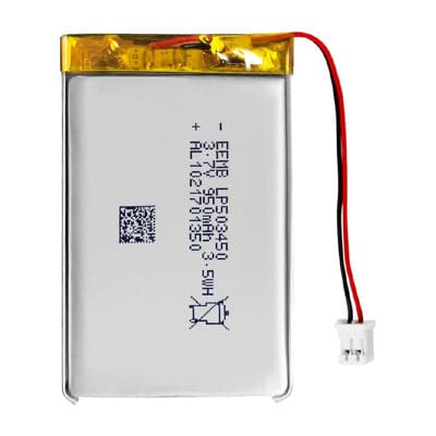סוללת ליתיום פולימר נטענת Lithium Polymer דגם 1000mAh 3.7V LP503450 מחבר JST
